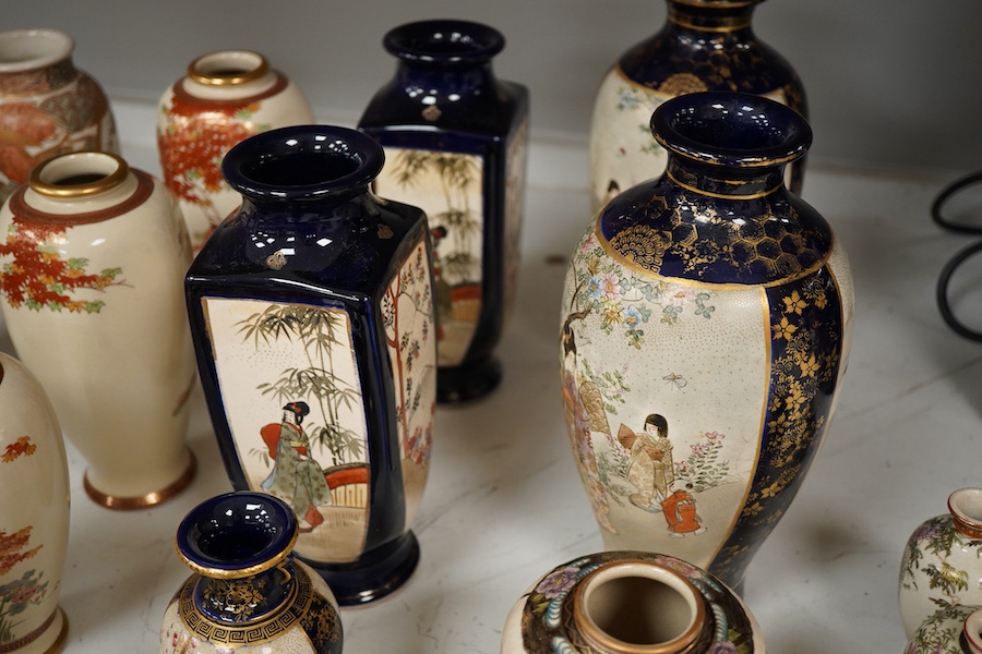 A large collection of Japanese Satsuma wares, Meiji period (1868-1912), 25cm